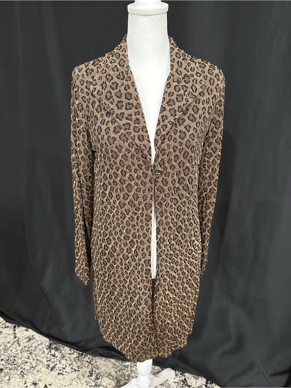 Leopard Print Open Cardigan  - Brown